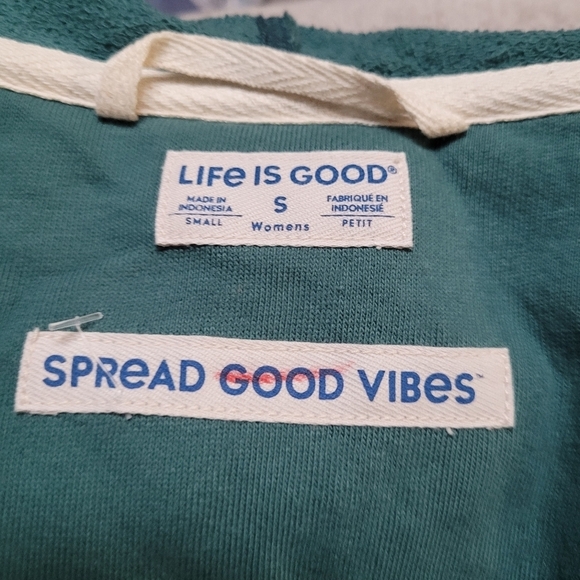 Life is Good Teal Hooded Cardigan - Picture 6 of 6